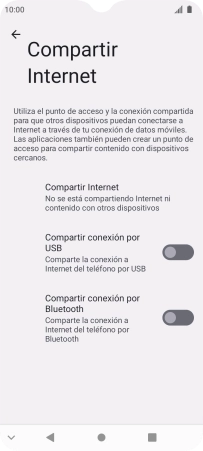 Pulsa Compartir Internet.