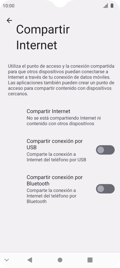 Pulsa Compartir Internet.
