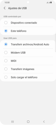 Pulsa Transferir archivos/Android Auto.