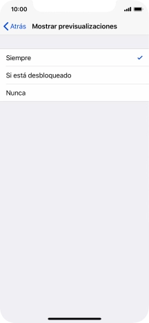 Para seleccionar la vista previa de las notificaciones en la pantalla de bloqueo, pulsa Siempre.