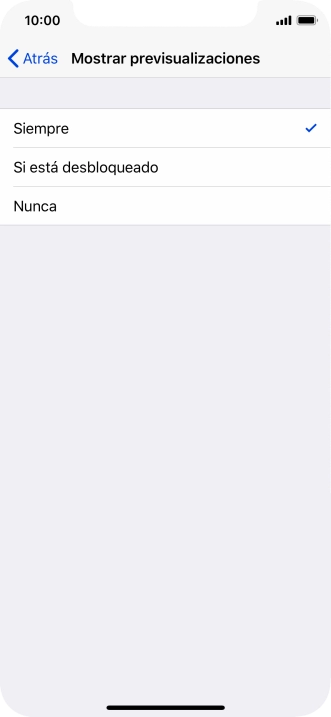 Para seleccionar la vista previa de las notificaciones en la pantalla de bloqueo, pulsa Siempre.