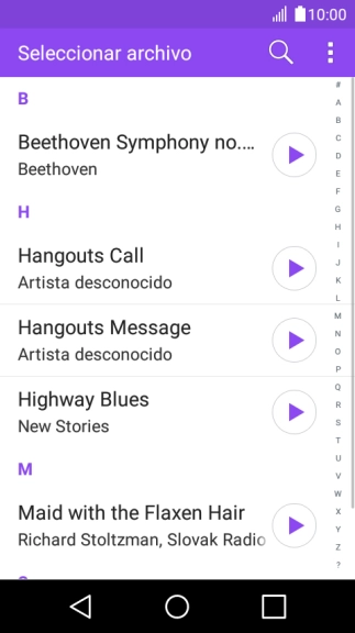 Pulsa el icono de reproducción junto a los timbres de llamada deseados para escucharlos.