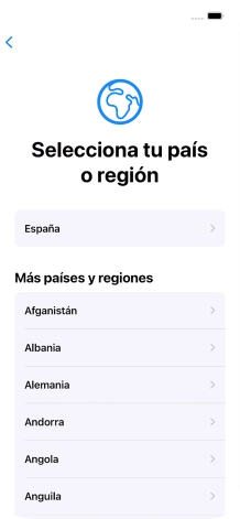 Pulsa el país o el área deseados.
