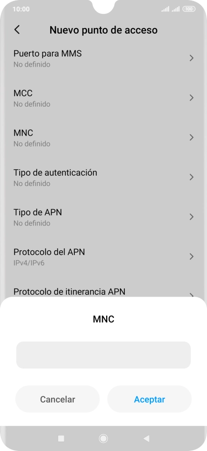Introduce 01 y pulsa Aceptar.