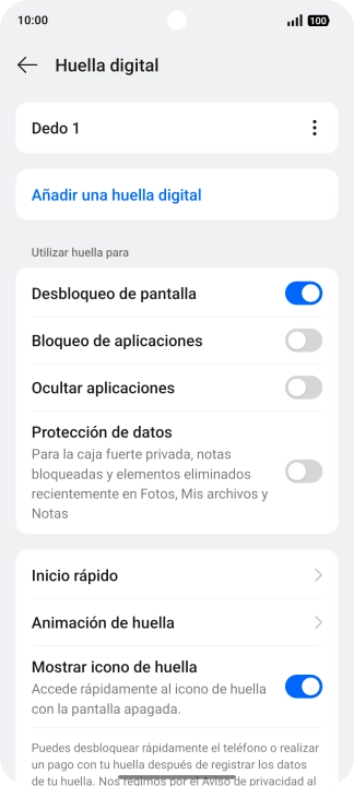 Pulsa los indicadores para activar o desactivar los ajustes deseados.