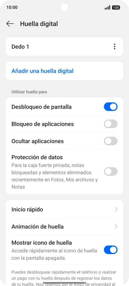 Pulsa los indicadores para activar o desactivar los ajustes deseados.