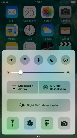Pulsa el icono de modo de avión para activar o desactivar la función.