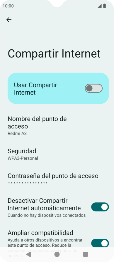 Pulsa Contraseña del punto de acceso e introduce una contraseña.