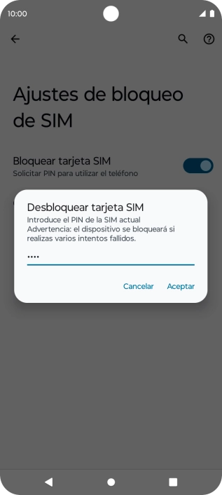 Introduce tu código PIN y pulsa Aceptar.