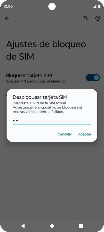 Introduce tu código PIN y pulsa Aceptar.