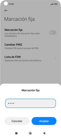 Introduce el código PIN2 y pulsa Aceptar.