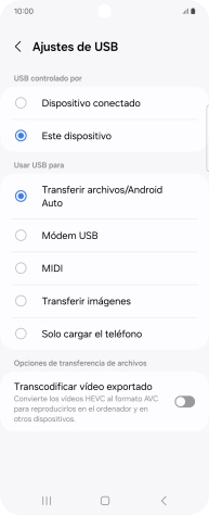 Pulsa Transferir archivos/Android Auto.