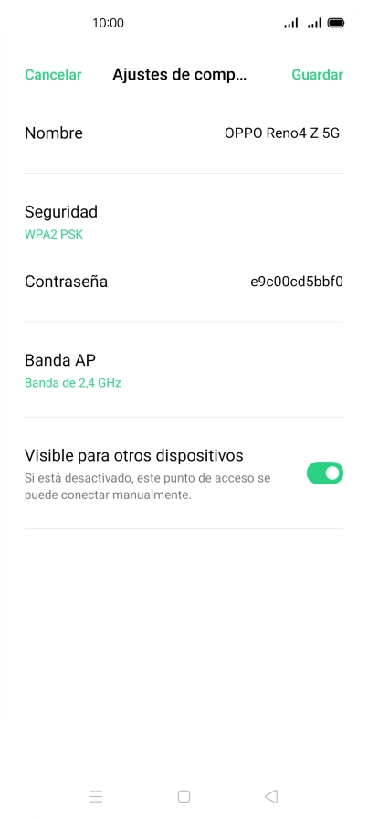 Pulsa Nombre e introduce el nombre deseado de la conexión wifi.