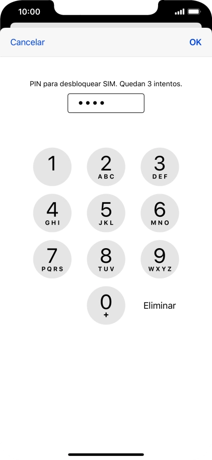 Introduce tu código PIN y pulsa OK.