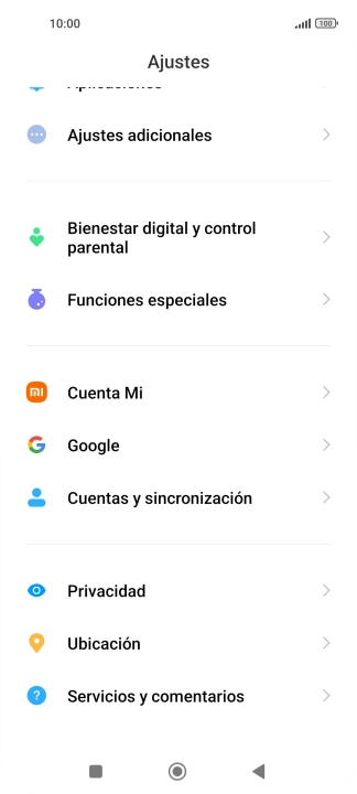 Pulsa Cuentas y sincronización.