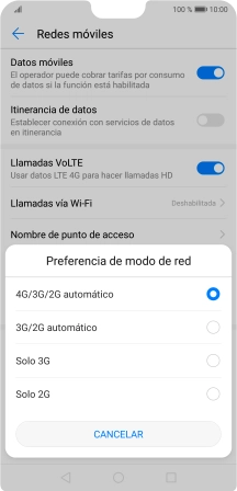 Pulsa el tipo de red deseado.