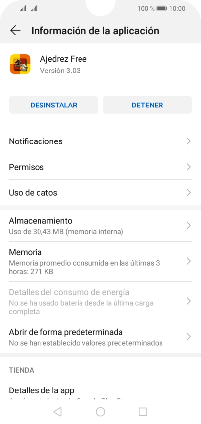 Pulsa Almacenamiento.