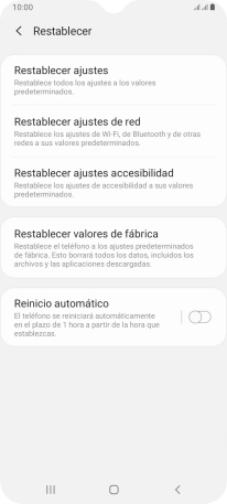 Pulsa Restablecer valores de fábrica.