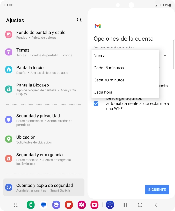 Pulsa el ajuste deseado.