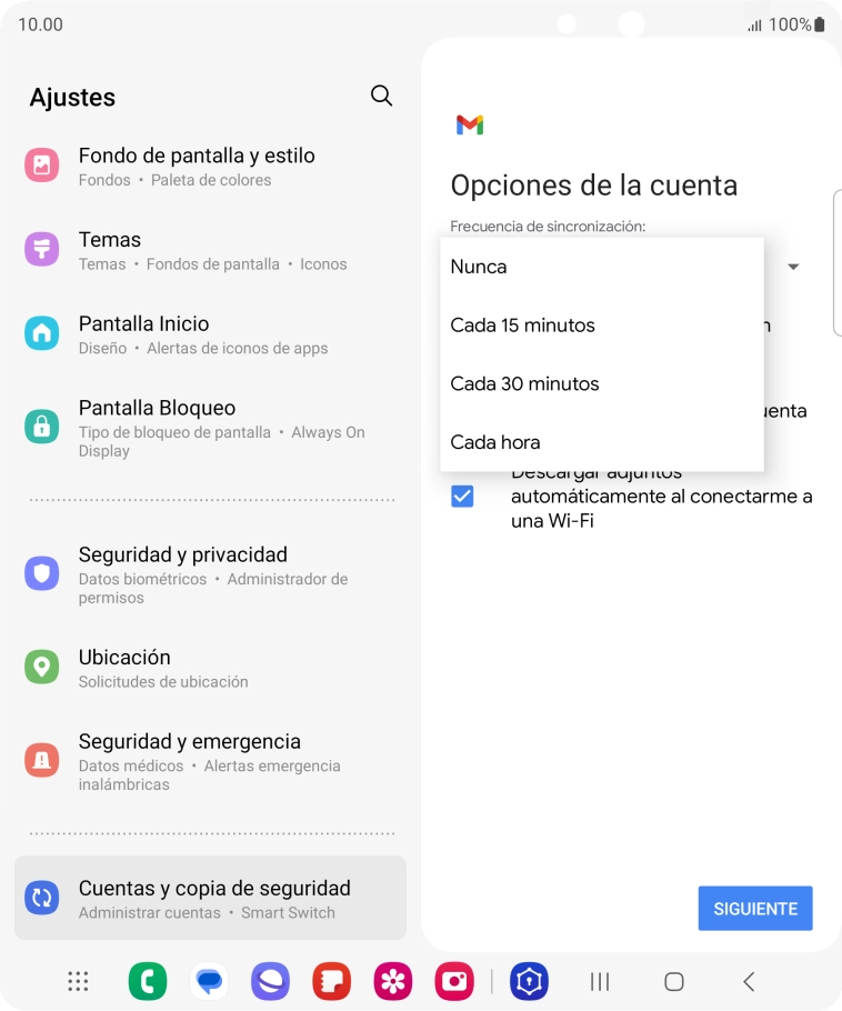 Pulsa el ajuste deseado.