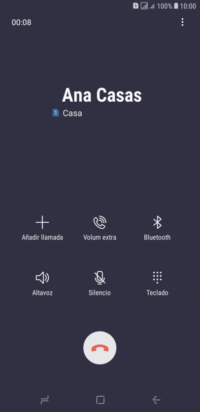 Pulsa el icono de finalizar llamada.