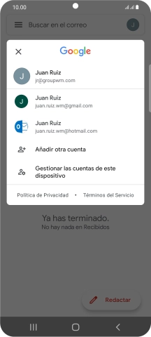 Pulsa la cuenta de correo electrónico deseada.