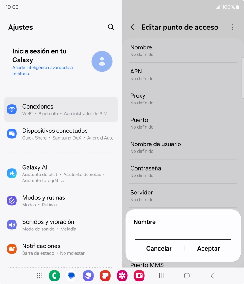 Introduce Vodafone Internet y pulsa Aceptar.