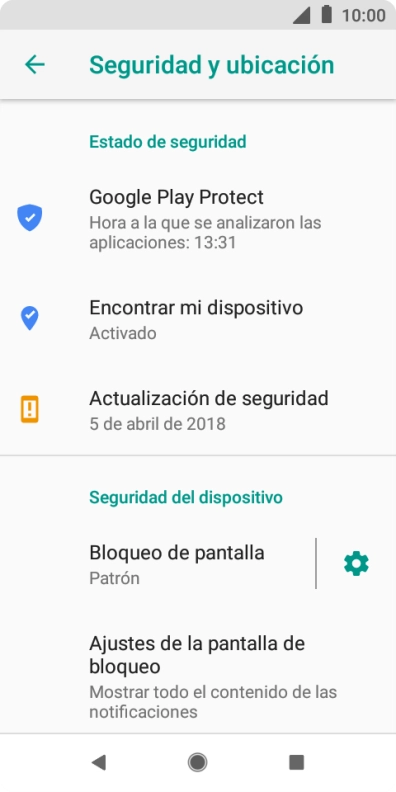 Pulsa Bloqueo de pantalla e introduce el código de seguridad actual.