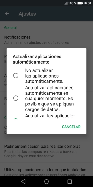 Para desactivar la actualización automática de apps, pulsa No actualizar las aplicaciones automáticamente..