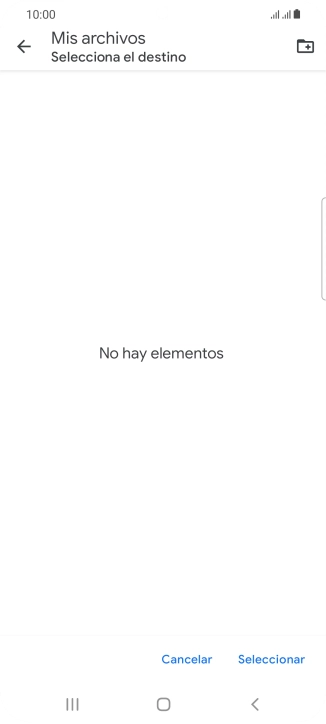 Si deseas crear una nueva carpeta, pulsa el icono de nueva carpeta y sigue las indicaciones de la pantalla para crearla.