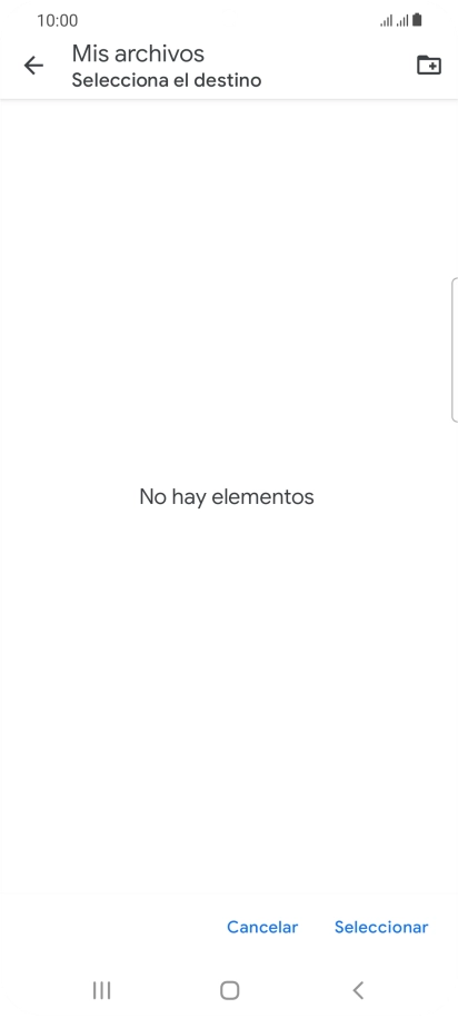 Si deseas crear una nueva carpeta, pulsa el icono de nueva carpeta y sigue las indicaciones de la pantalla para crearla.