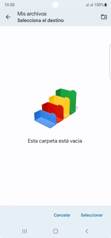 Si deseas crear una nueva carpeta, pulsa el icono de nueva carpeta y sigue las indicaciones de la pantalla para crearla.