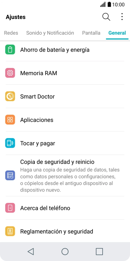 Pulsa Copia de seguridad y reinicio.