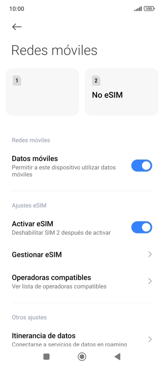 Pulsa Gestionar eSIM.