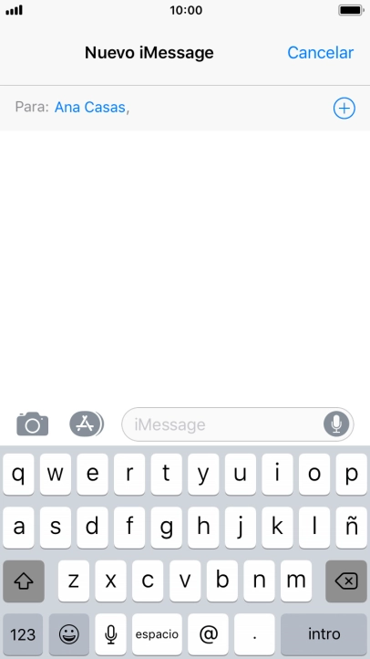 Si el destinatario puede recibir iMessages, aparecerá el texto iMessage en el campo de escritura.