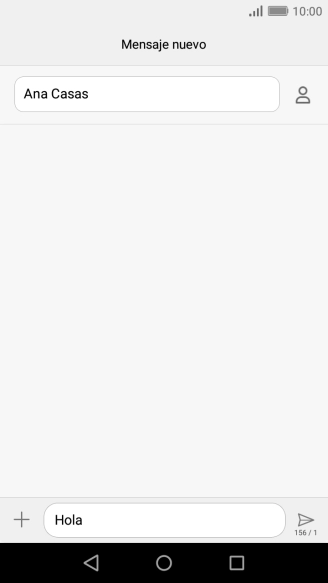 Pulsa el icono de envío cuando termines de escribir el mensaje corto.