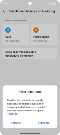 Pulsa Siguiente y sigue las indicaciones de la pantalla para crear un código de seguridad del teléfono adicional.