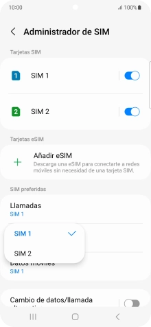 Pulsa la tarjeta SIM deseada.