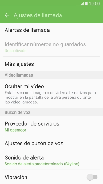 Pulsa Ajustes de buzón de voz.