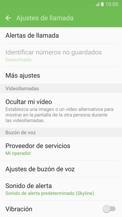 Pulsa Ajustes de buzón de voz.