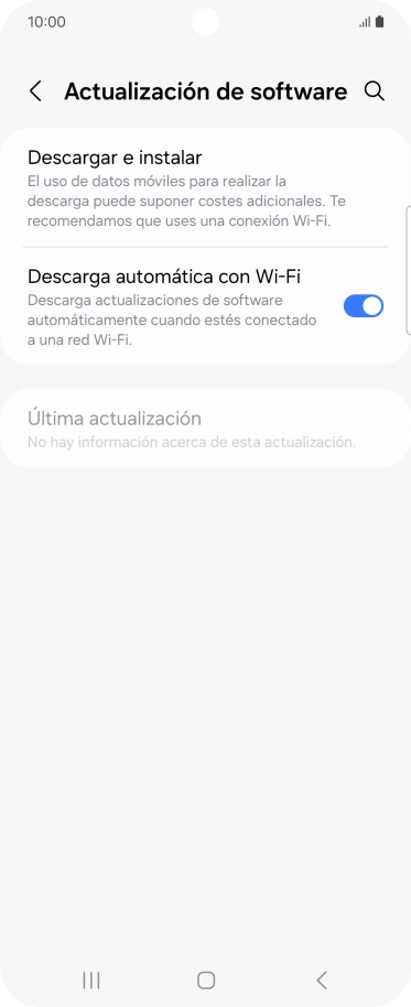 Pulsa Descargar e instalar. Si hay una versión de software nueva disponible, aparecerá ahora en la pantalla. Sigue las indicaciones de la pantalla para actualizar el software del teléfono.