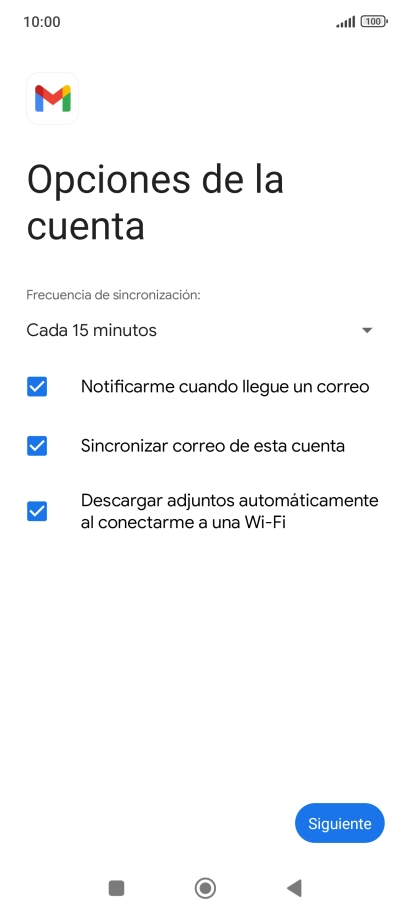 Si aparece en la pantalla esta imagen, tu cuenta de correo electrónico ha sido reconocida y configurada automáticamente. Sigue las indicaciones de la pantalla para introducir más información y terminar la configuración.