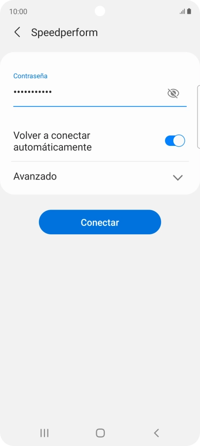 Introduce la contraseña de la red wifi y pulsa Conectar.