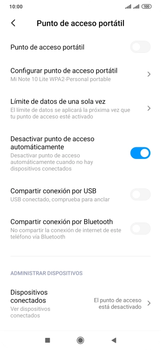 Pulsa Configurar punto de acceso portátil.