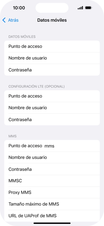 Pulsa Punto de acceso e introduce airtelwap.es.