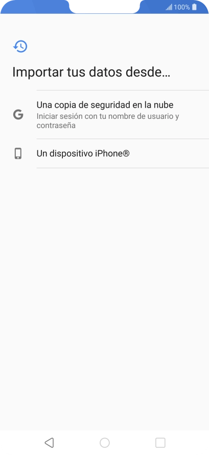 Pulsa la opción deseada y sigue las indicaciones de la pantalla para transferir contenido desde el otro teléfono y finalizar la activación de tu teléfono.