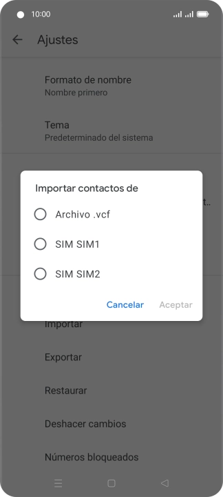 Pulsa la tarjeta SIM deseada.