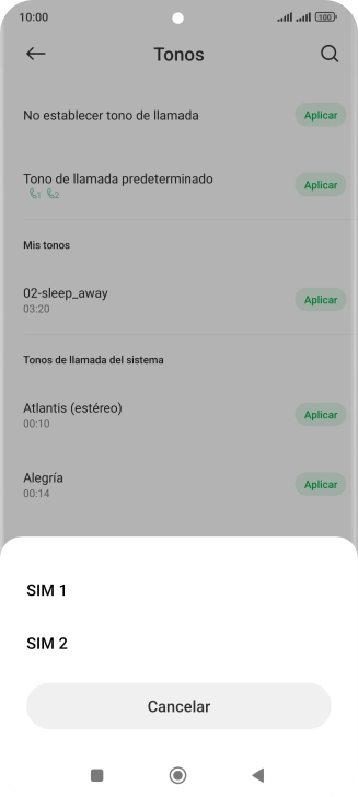 Pulsa la tarjeta SIM deseada.