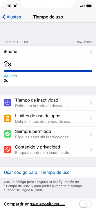 Pulsa la indicación del tiempo bajo 