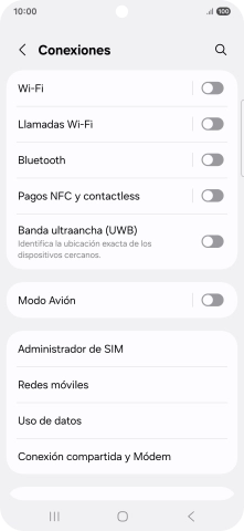 Pulsa Conexión compartida y Módem.